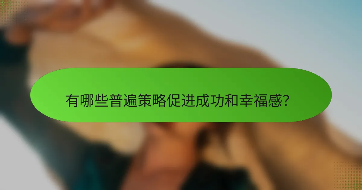 有哪些普遍策略促进成功和幸福感？