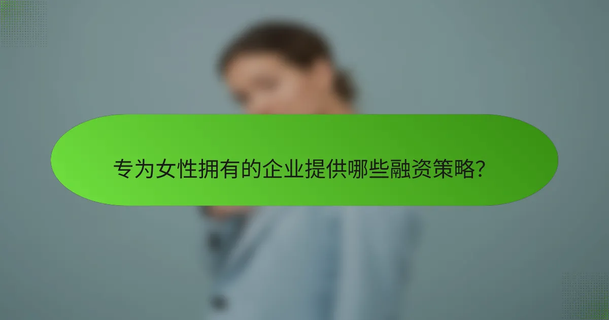 专为女性拥有的企业提供哪些融资策略?
